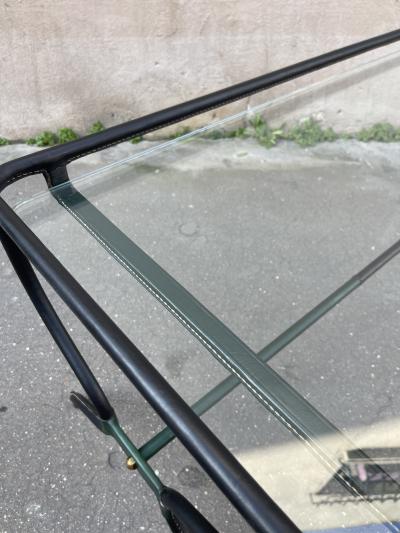 Jacques Adnet 1950s Stitched leather coffee table by Jacques Adnet