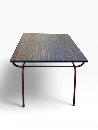 Jacques Adnet 1950s Stitched leather coffee table by Jacques Adnet