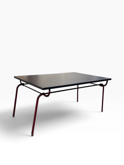 Jacques Adnet 1950s Stitched leather coffee table by Jacques Adnet