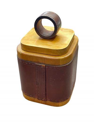 Jacques Adnet 1950s Stitched leather decorative box by Jacques Adnet