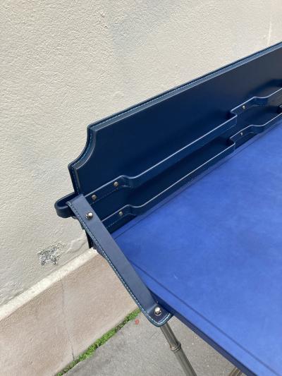 Jacques Adnet 1950s Stitched leather desk and chair by Jacques Adnet