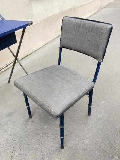 Jacques Adnet 1950s Stitched leather desk and chair by Jacques Adnet
