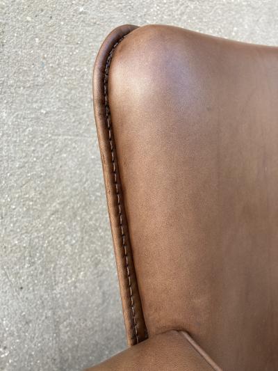 Jacques Adnet 1950s Stitched leather desk armchair by Jacques Adnet