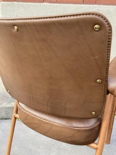 Jacques Adnet 1950s Stitched leather desk armchair by Jacques Adnet