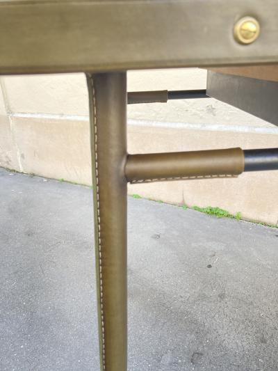 Jacques Adnet 1950s Stitched leather desk by Jacques Adnet