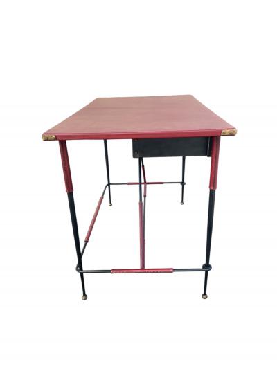 Jacques Adnet 1950s Stitched leather desk by Jacques Adnet