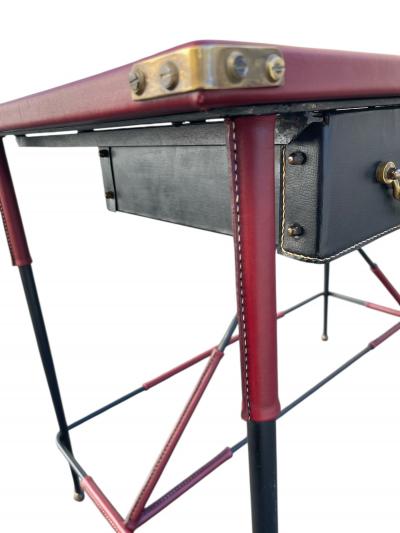 Jacques Adnet 1950s Stitched leather desk by Jacques Adnet