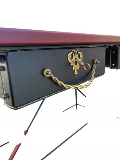 Jacques Adnet 1950s Stitched leather desk by Jacques Adnet
