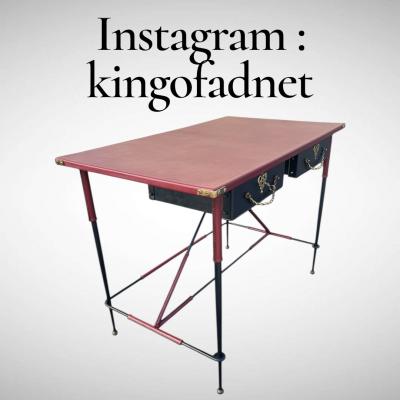 Jacques Adnet 1950s Stitched leather desk by Jacques Adnet