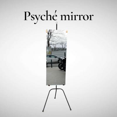 Jacques Adnet 1950s Stitched leather dressing mirror by Jacques Adnet