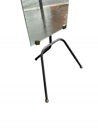 Jacques Adnet 1950s Stitched leather dressing mirror by Jacques Adnet