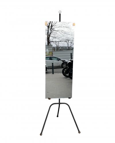 Jacques Adnet 1950s Stitched leather dressing mirror by Jacques Adnet