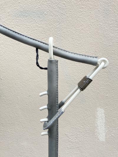 Jacques Adnet 1950s Stitched leather floor lamp By Jacques Adnet