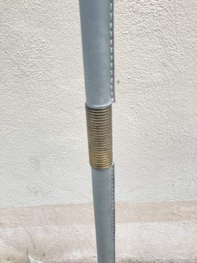 Jacques Adnet 1950s Stitched leather floor lamp By Jacques Adnet