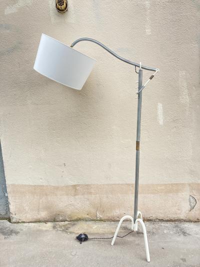 Jacques Adnet 1950s Stitched leather floor lamp By Jacques Adnet