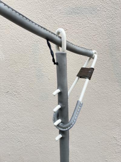 Jacques Adnet 1950s Stitched leather floor lamp By Jacques Adnet