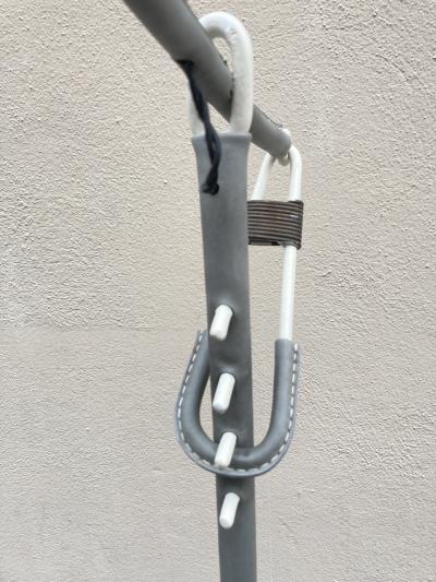 Jacques Adnet 1950s Stitched leather floor lamp By Jacques Adnet