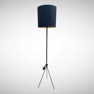 Jacques Adnet 1950s Stitched leather floor lamp by Jacques ADNET