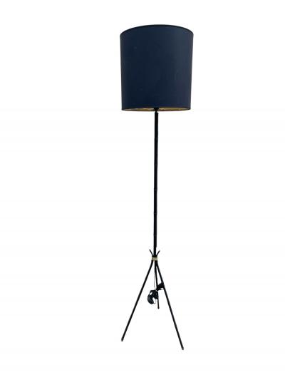 Jacques Adnet 1950s Stitched leather floor lamp by Jacques ADNET