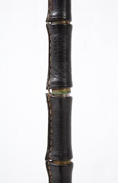 Jacques Adnet 1950s Stitched leather floor lamp by Jacques Adnet