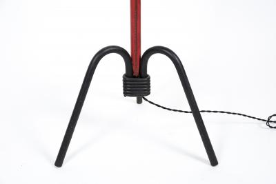 Jacques Adnet 1950s Stitched leather floor lamp by Jacques Adnet