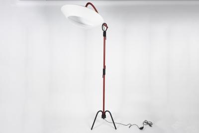 Jacques Adnet 1950s Stitched leather floor lamp by Jacques Adnet