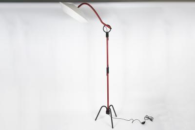 Jacques Adnet 1950s Stitched leather floor lamp by Jacques Adnet