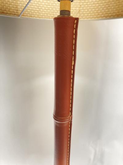 Jacques Adnet 1950s Stitched leather floor lamp by Jacques Adnet
