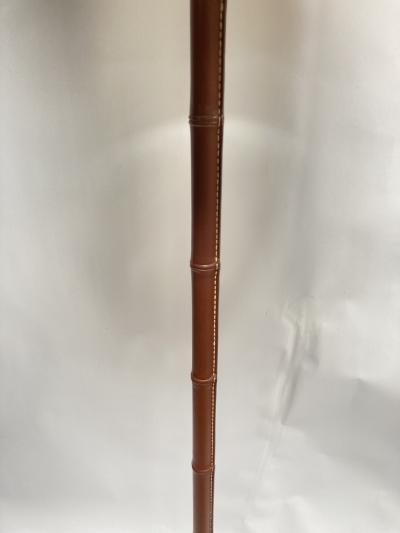 Jacques Adnet 1950s Stitched leather floor lamp by Jacques Adnet