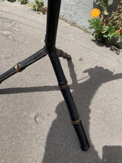 Jacques Adnet 1950s Stitched leather floor lamp by Jacques Adnet