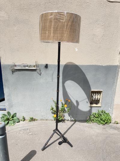 Jacques Adnet 1950s Stitched leather floor lamp by Jacques Adnet