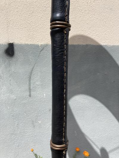 Jacques Adnet 1950s Stitched leather floor lamp by Jacques Adnet