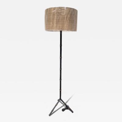 Jacques Adnet 1950s Stitched leather floor lamp by Jacques Adnet