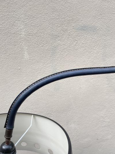 Jacques Adnet 1950s Stitched leather floor lamp by Jacques Adnet