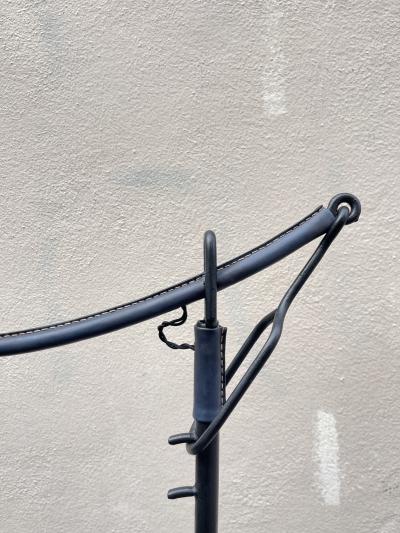 Jacques Adnet 1950s Stitched leather floor lamp by Jacques Adnet