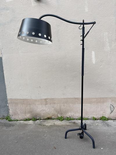 Jacques Adnet 1950s Stitched leather floor lamp by Jacques Adnet