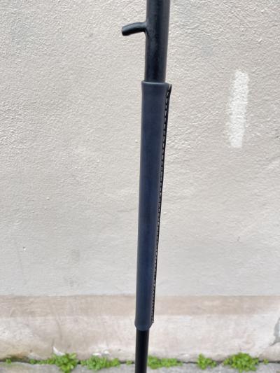 Jacques Adnet 1950s Stitched leather floor lamp by Jacques Adnet