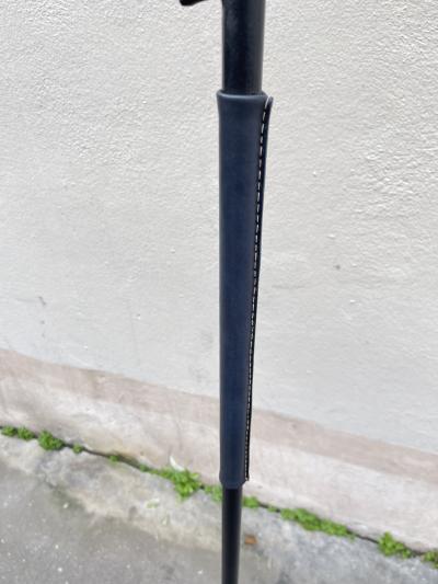 Jacques Adnet 1950s Stitched leather floor lamp by Jacques Adnet
