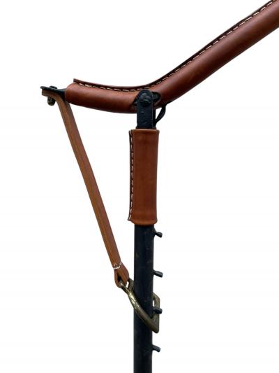 Jacques Adnet 1950s Stitched leather floor lamp by Jacques Adnet