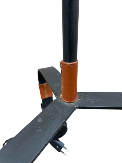 Jacques Adnet 1950s Stitched leather floor lamp by Jacques Adnet