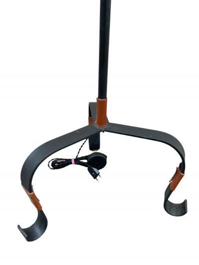 Jacques Adnet 1950s Stitched leather floor lamp by Jacques Adnet