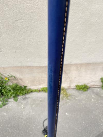 Jacques Adnet 1950s Stitched leather floor lamp by Jacques Adnet