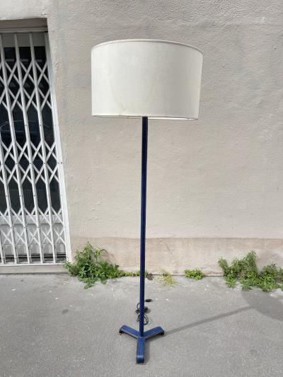 Jacques Adnet 1950s Stitched leather floor lamp by Jacques Adnet