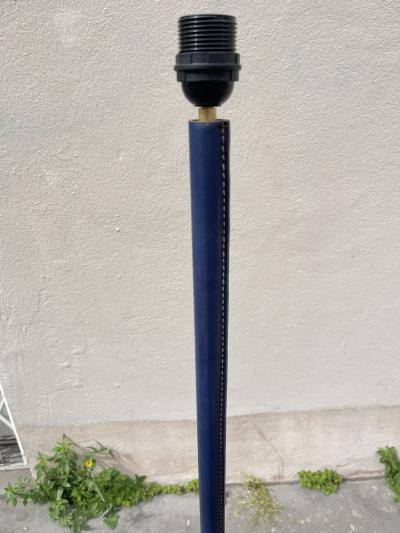 Jacques Adnet 1950s Stitched leather floor lamp by Jacques Adnet