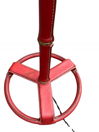 Jacques Adnet 1950s Stitched leather floor lamp by Jacques Adnet