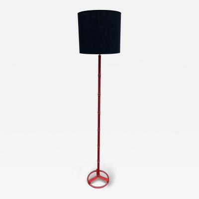 Jacques Adnet 1950s Stitched leather floor lamp by Jacques Adnet