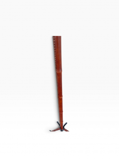 Jacques Adnet 1950s Stitched leather floor lamp by Jacques Adnet