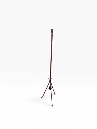 Jacques Adnet 1950s Stitched leather floor lamp by Jacques Adnet