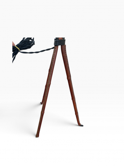 Jacques Adnet 1950s Stitched leather floor lamp by Jacques Adnet