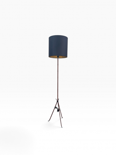 Jacques Adnet 1950s Stitched leather floor lamp by Jacques Adnet